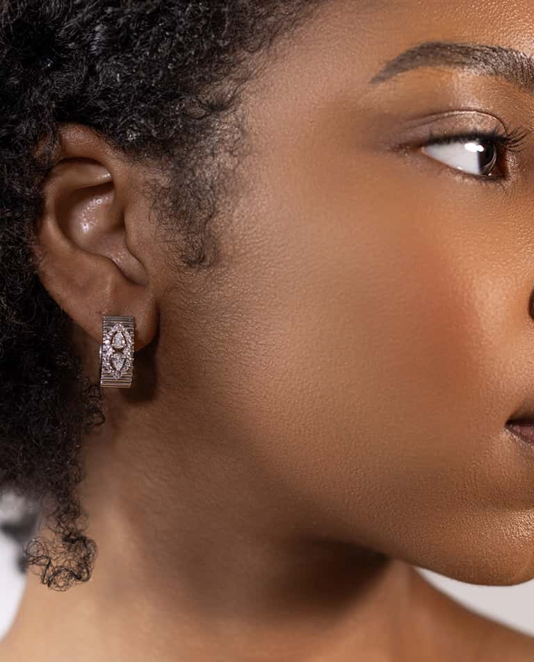 Pear and Round Diamond Hoop Earrings