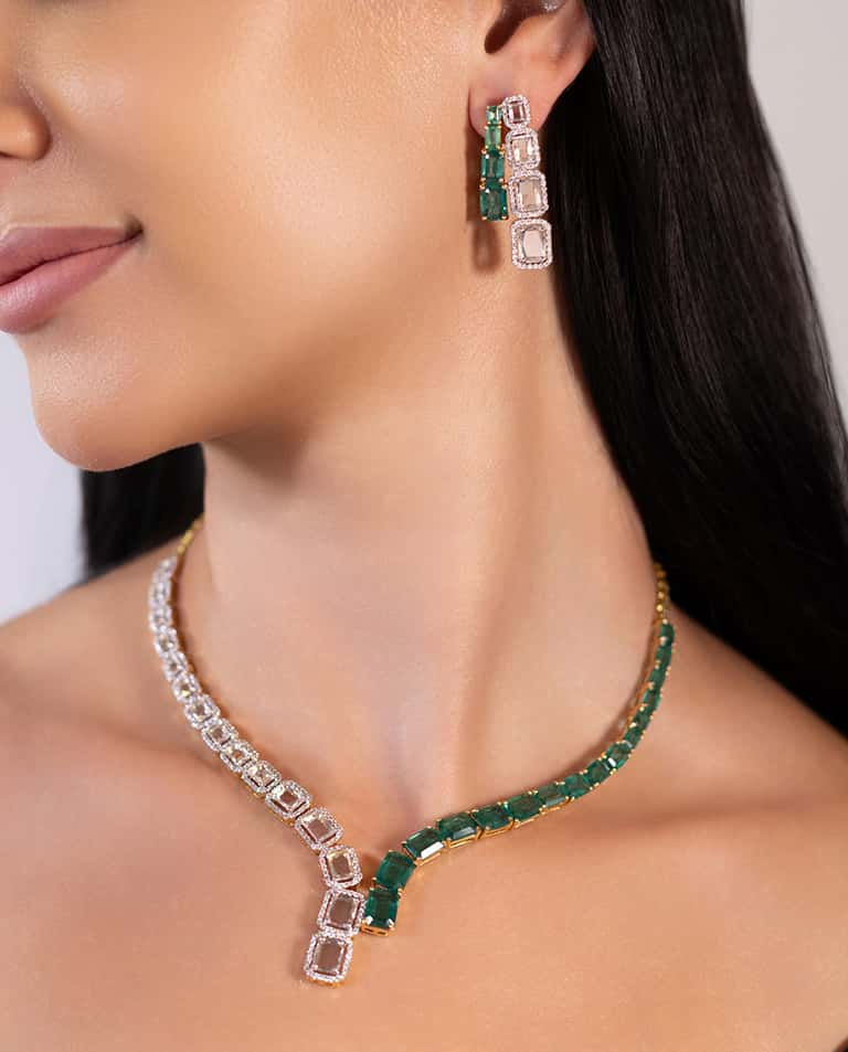 Vian Rose Cut Diamond and Emerald Collection