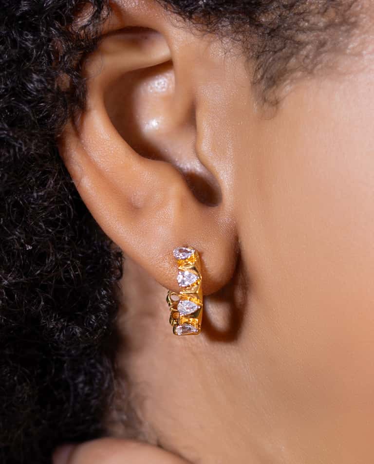 Pear Diamond Hoop Earrings