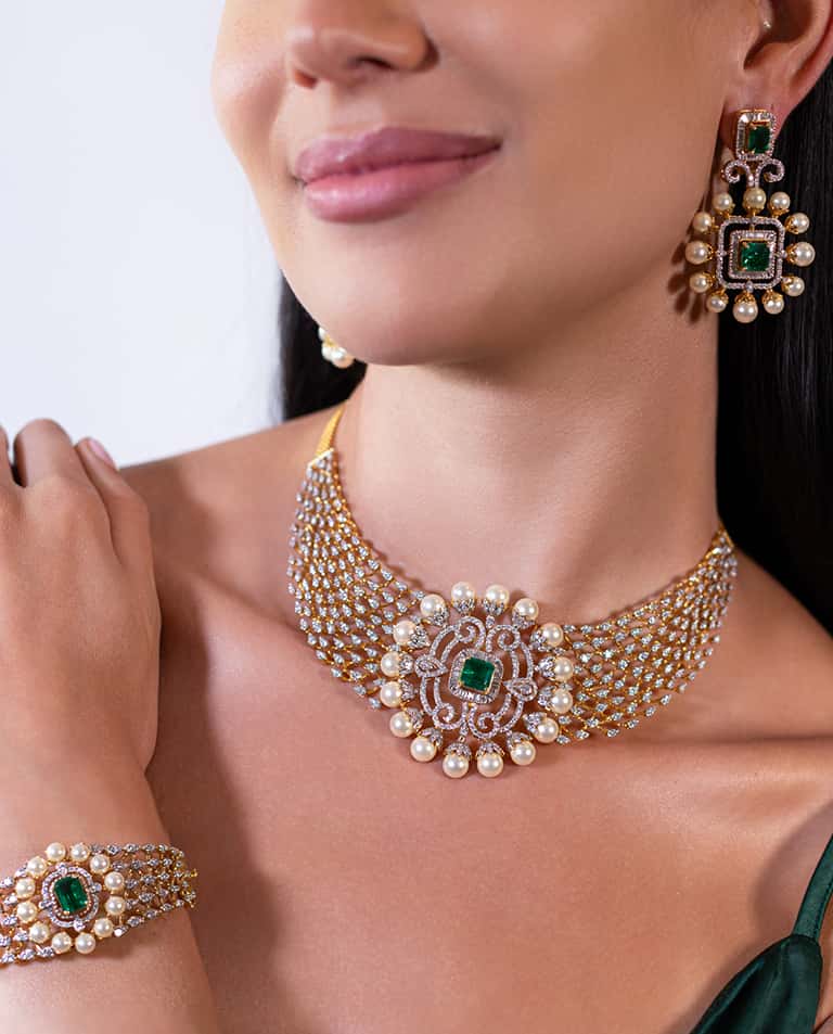 Vian Interchangeable Stones and Diamonds Choker Collecion