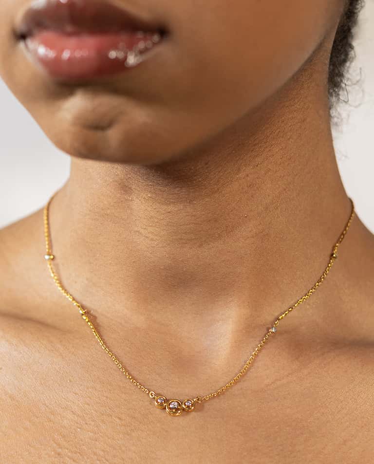 Three Stone Diamond Necklace