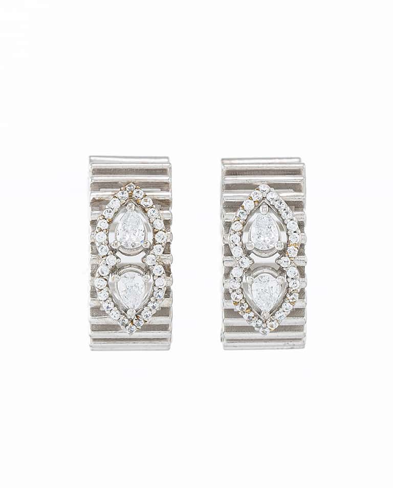 Pear and Round Diamond Hoop Earrings