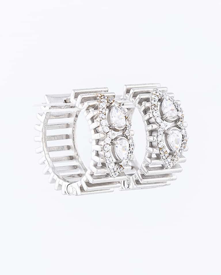 Pear and Round Diamond Hoop Earrings