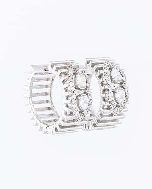 Pear and Round Diamond Hoop Earrings