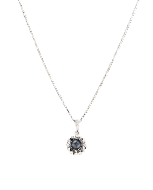 Black Pearl, Black Gemstone and Diamond Necklace