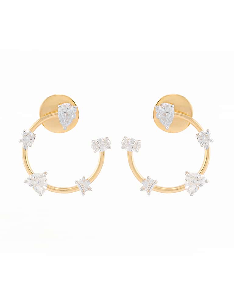Multi Shaped Diamond Hoop Earrings