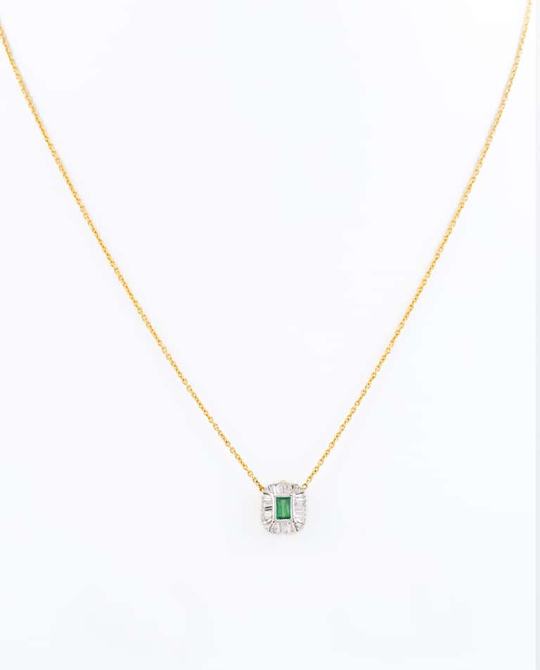 Emerald and Baguette Necklace