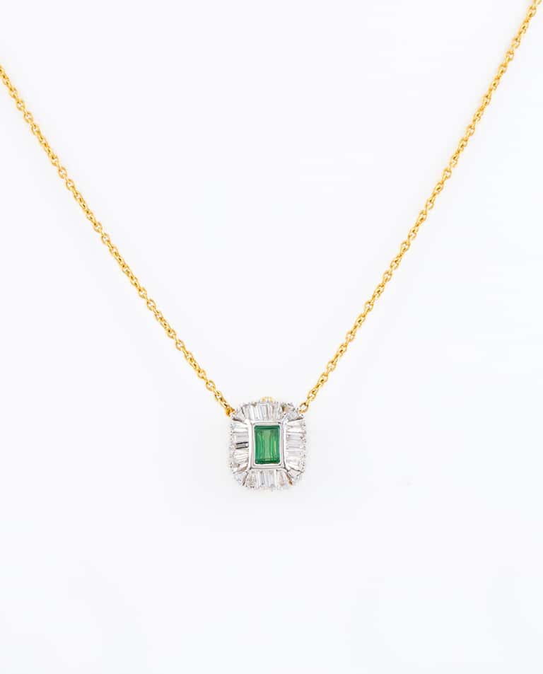 Emerald and Baguette Necklace