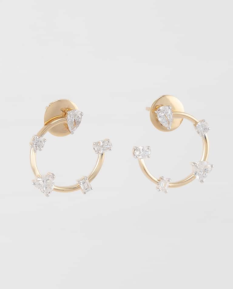 Multi Shaped Diamond Hoop Earrings