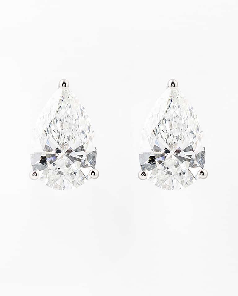 Pear-Shaped Diamond Stud Earrings