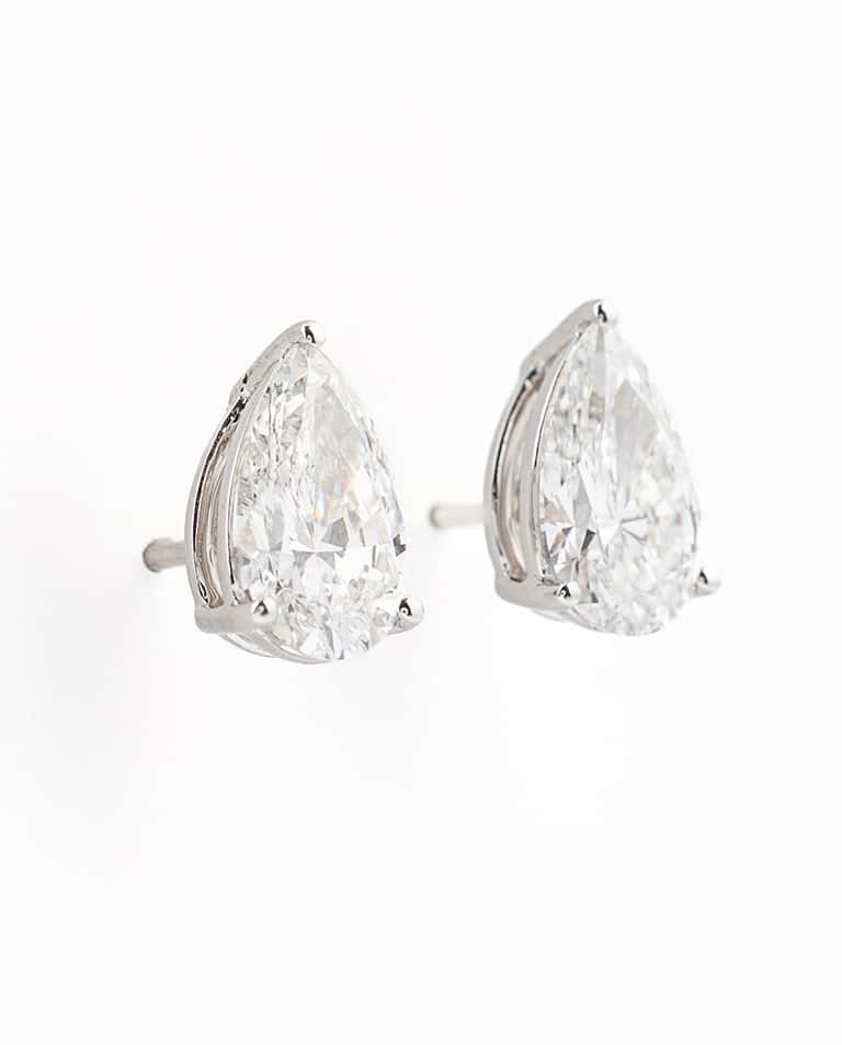 Pear-Shaped Diamond Stud Earrings