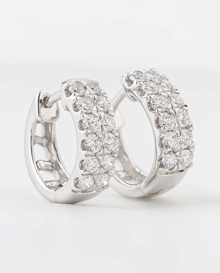 Diamond Double Row Hoop Earrings