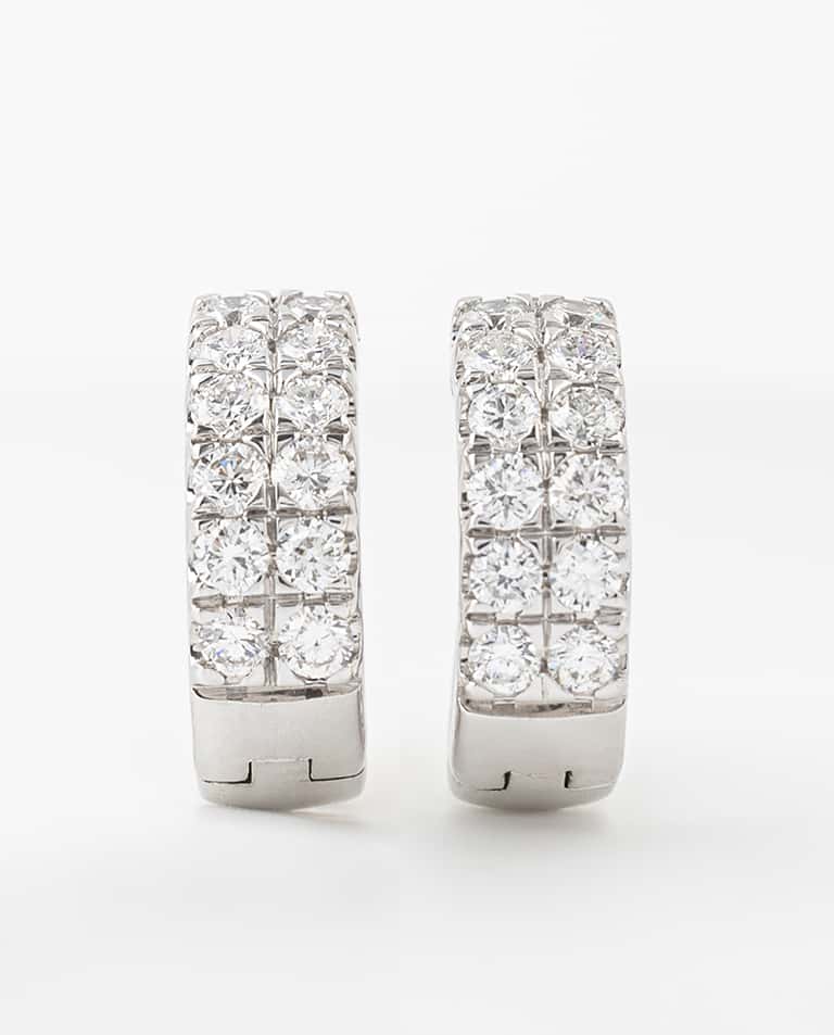 Diamond Double Row Hoop Earrings