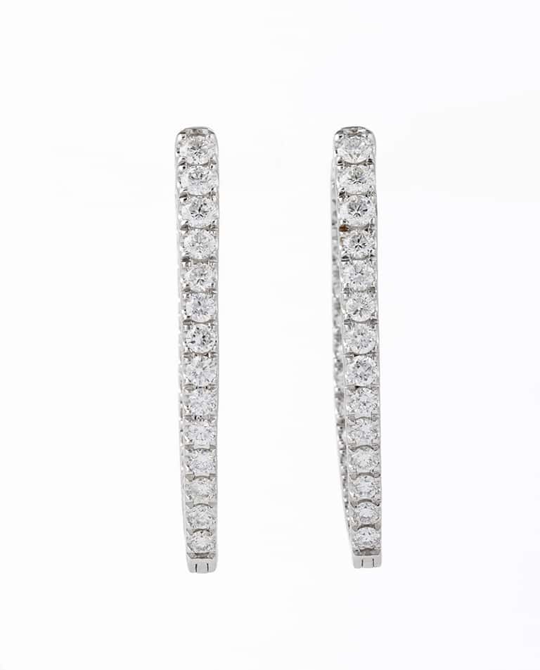 Diamond V-Shaped Hoop Earrings