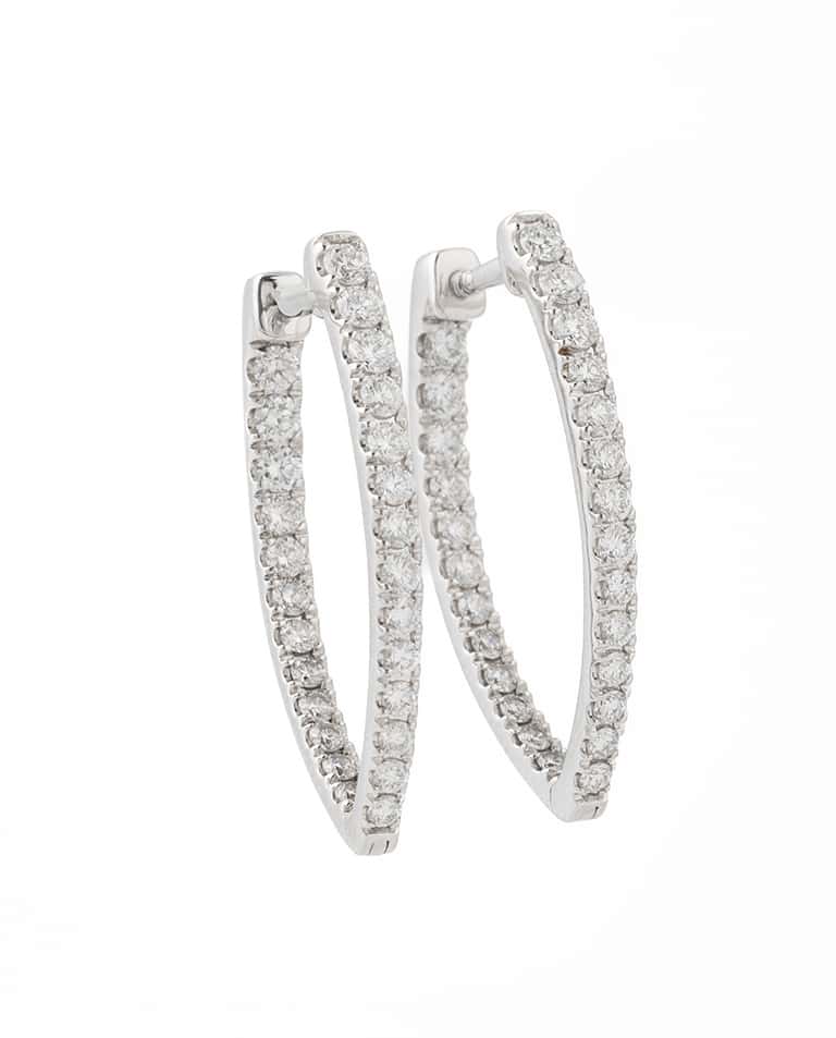Diamond V-Shaped Hoop Earrings