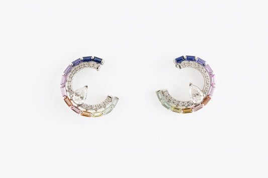 Vian Rainbow Diamond Hoop Earrings