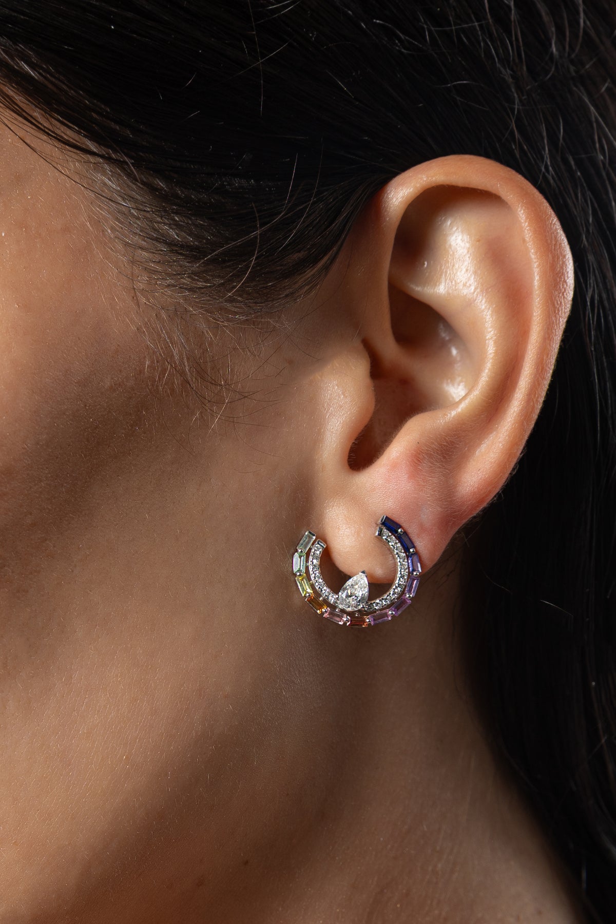 Vian Rainbow Diamond Hoop Earrings