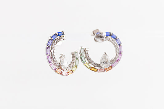 Vian Rainbow Diamond Hoop Earrings