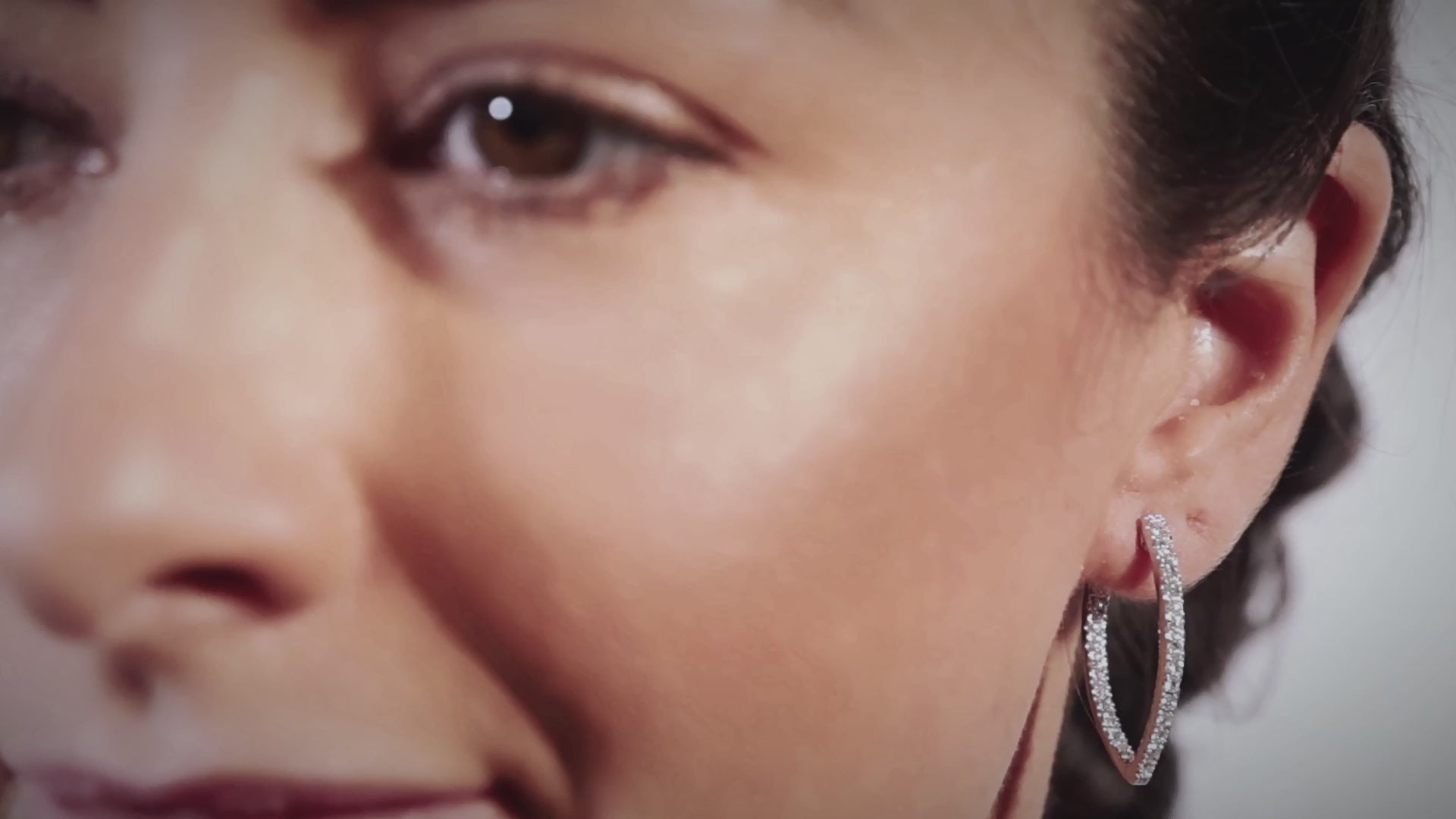 Diamond V-Shaped Hoop Earrings