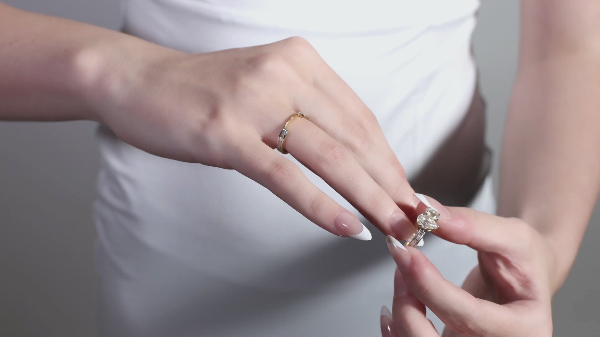 Toi Et Moi Pear and Round Wedding Band