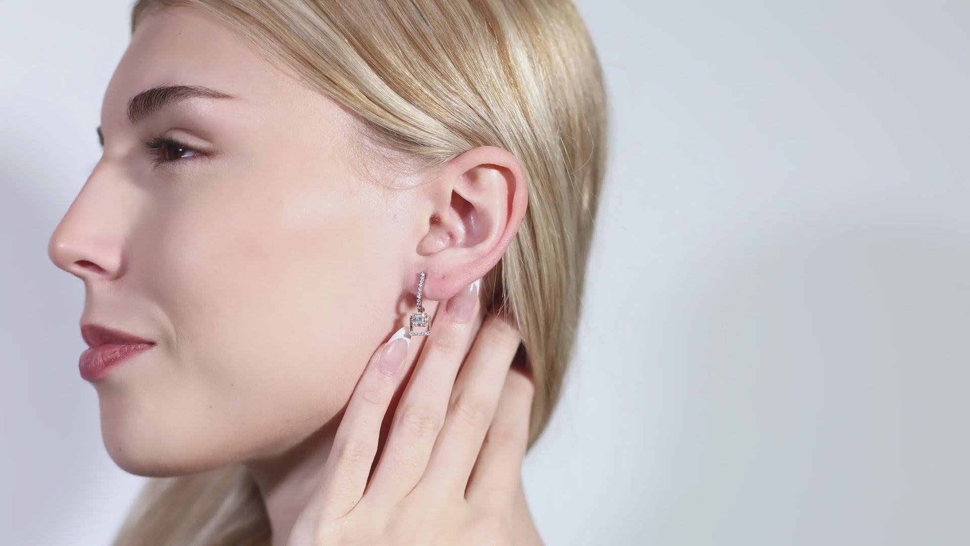 Baguette Diamond Square Drop Earrings