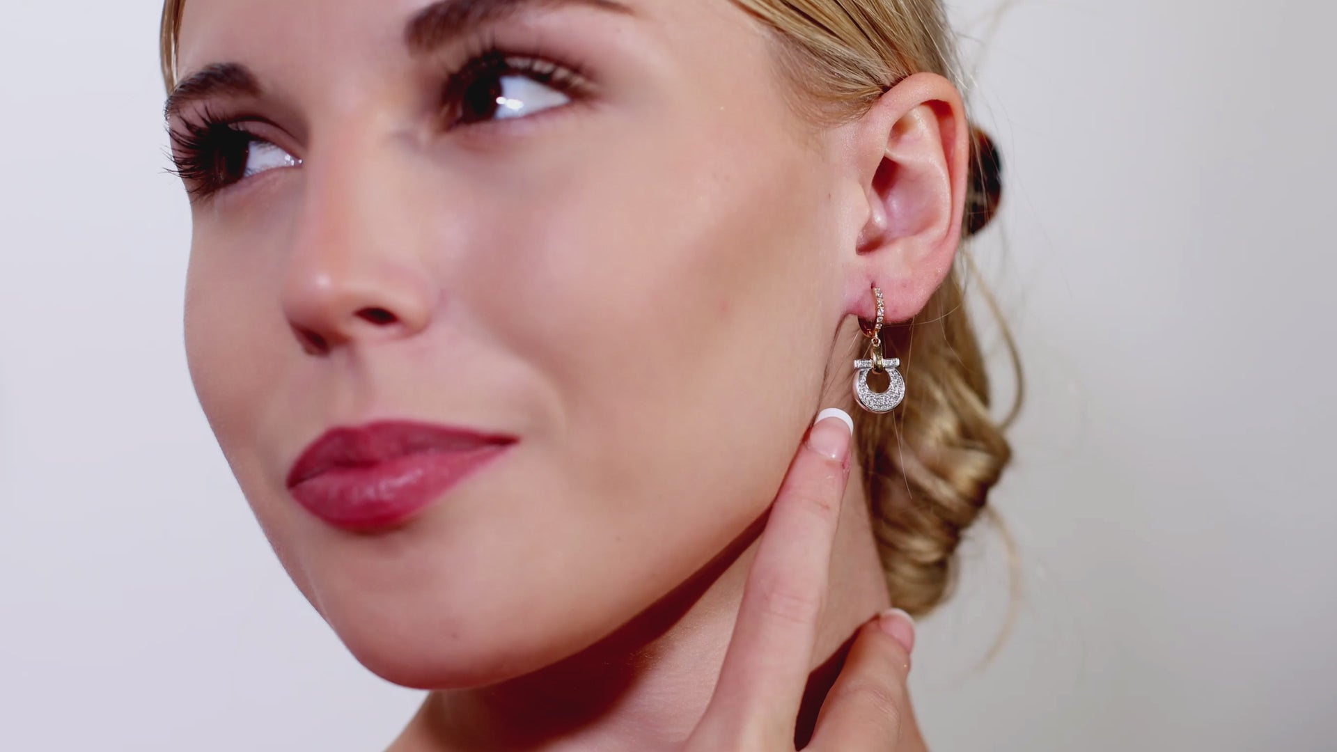 Diamond Hoop Drop Earrings