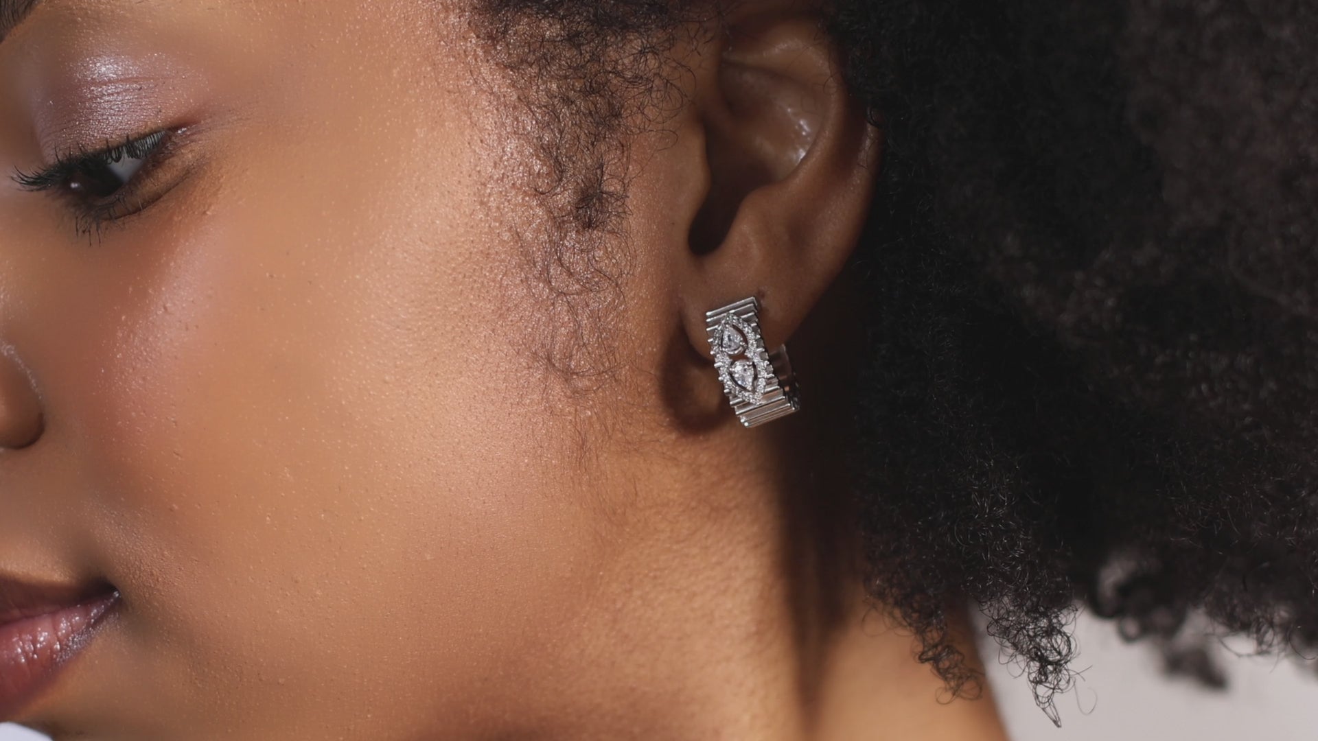 Pear and Round Diamond Hoop Earrings