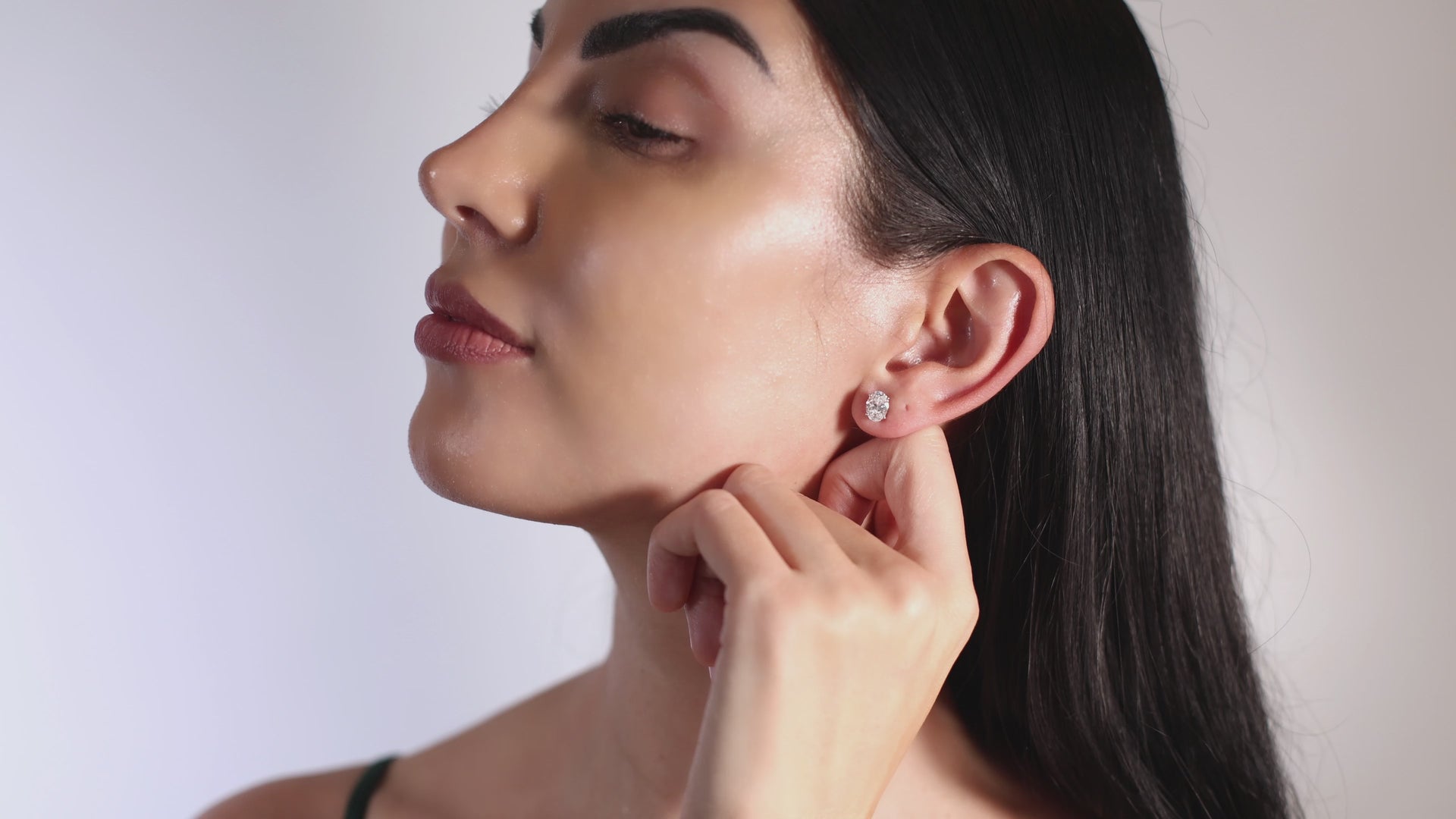 Oval-Shaped Diamond Stud Earrings