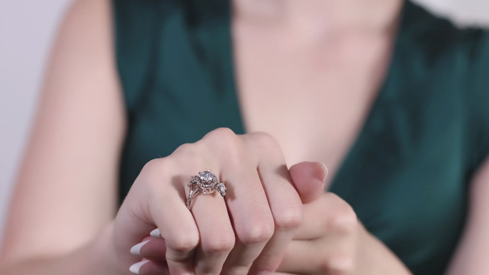 Solitaire Round and Pear Diamond Engagement Ring