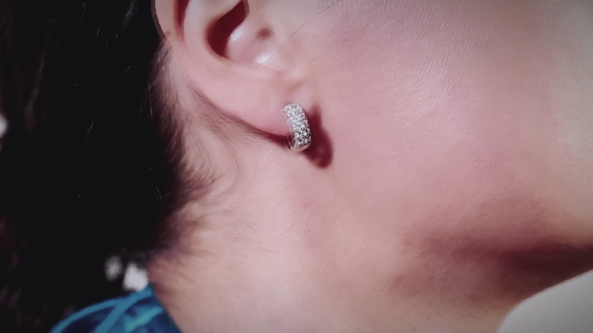 Diamond Double Row Hoop Earrings