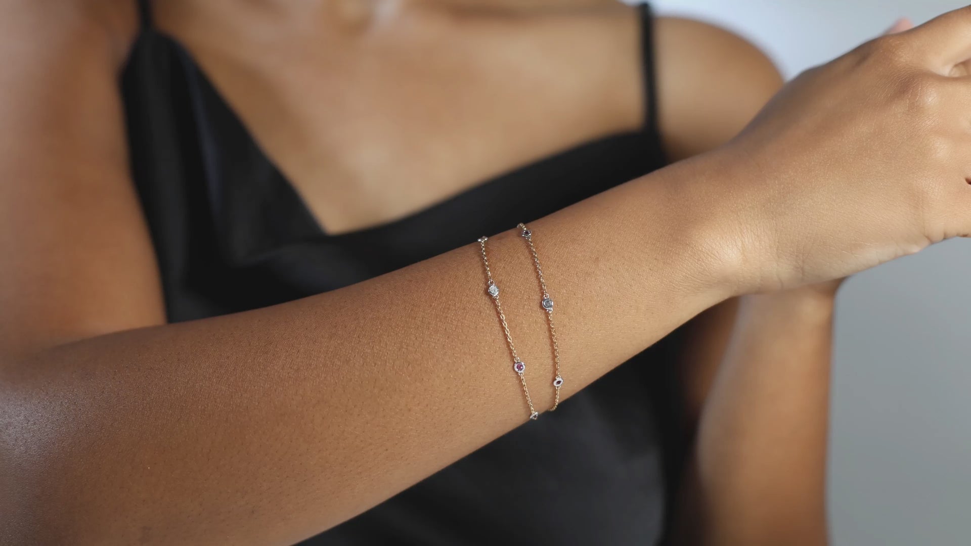 Diamond and Ruby Double Chain Bracelet