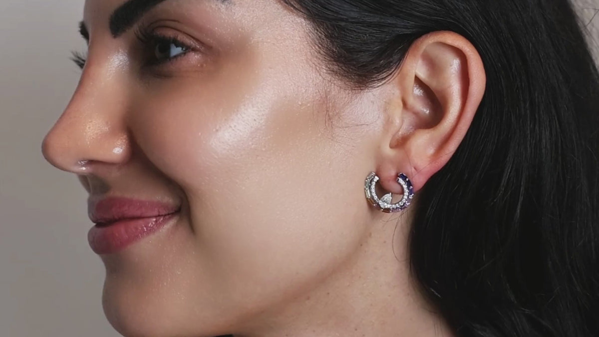 Vian Rainbow Diamond Hoop Earrings