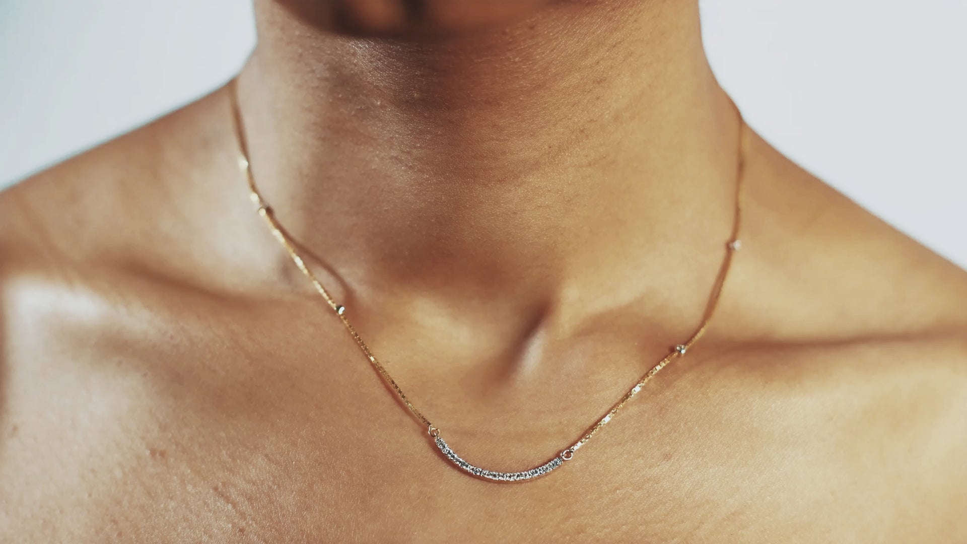 Curved Bar Diamond Necklace