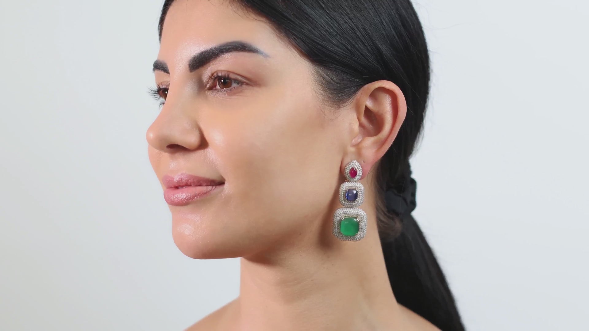 Vian Multi Stone Diamond Drop Earrings