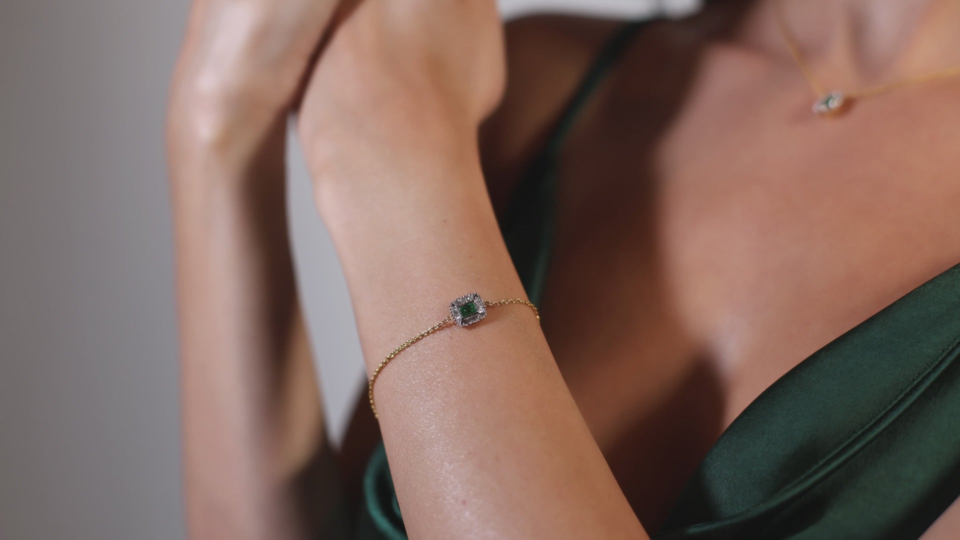Emerald and Baguette Necklace