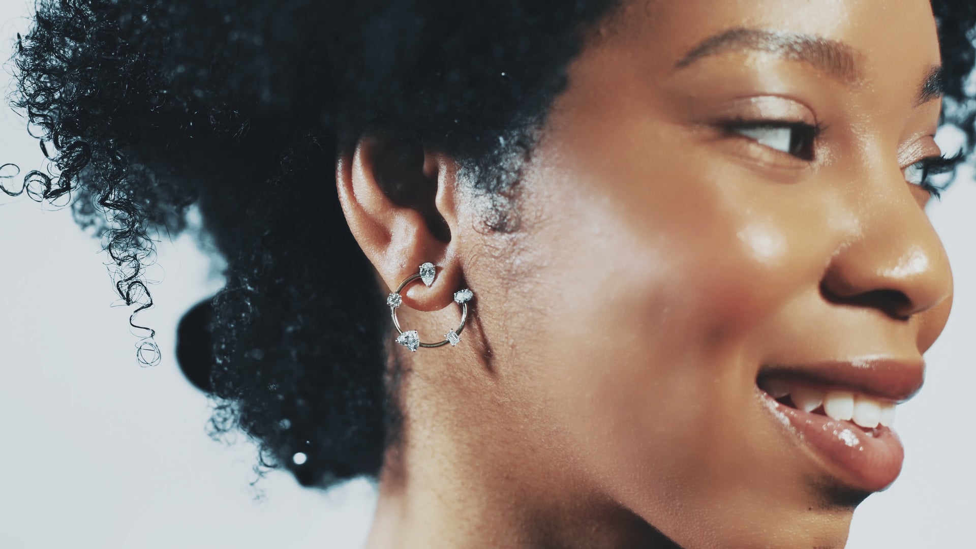 Multi Shaped Diamond Hoop Earrings