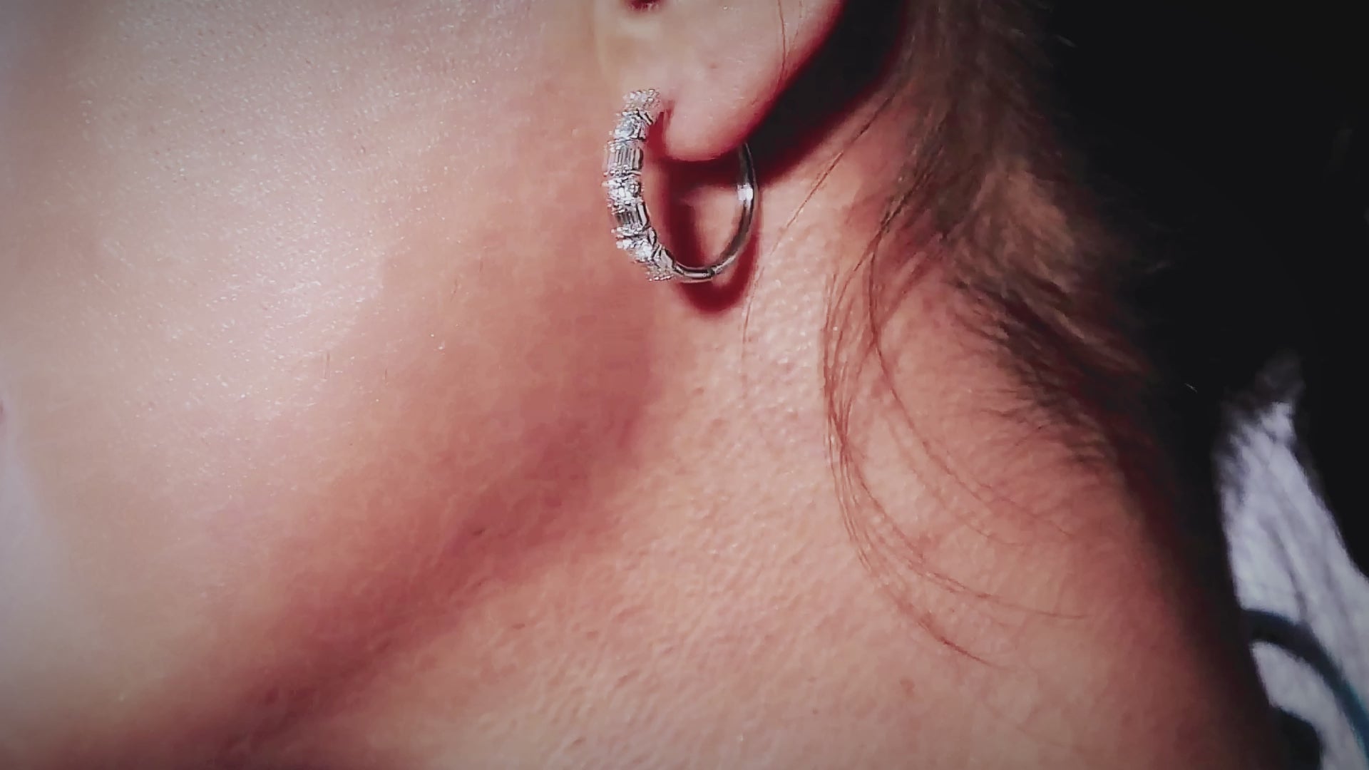 Baguette & Round Diamond Hoop Earrings